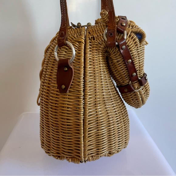 Vintage 70’s Marcus Brothers Wicker Horse Head Handbag Purse - Picture 8 of 11